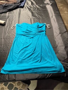 David's Bridal Strapless Turquoise Dress